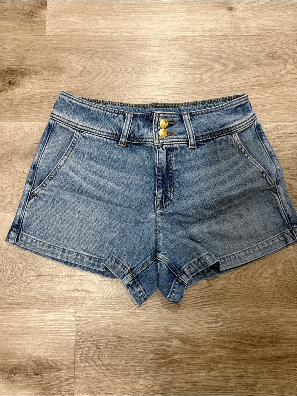 J. Crew Mid-Rise Light Blue Denim Shorts with Double Button